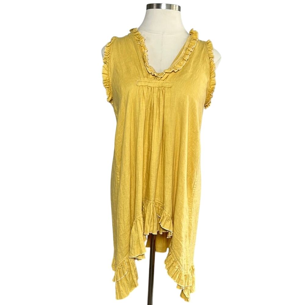 Magnolia Pearl RARE Addie Yellow Tunic Asymmetrical Ruffled Sundress M/L